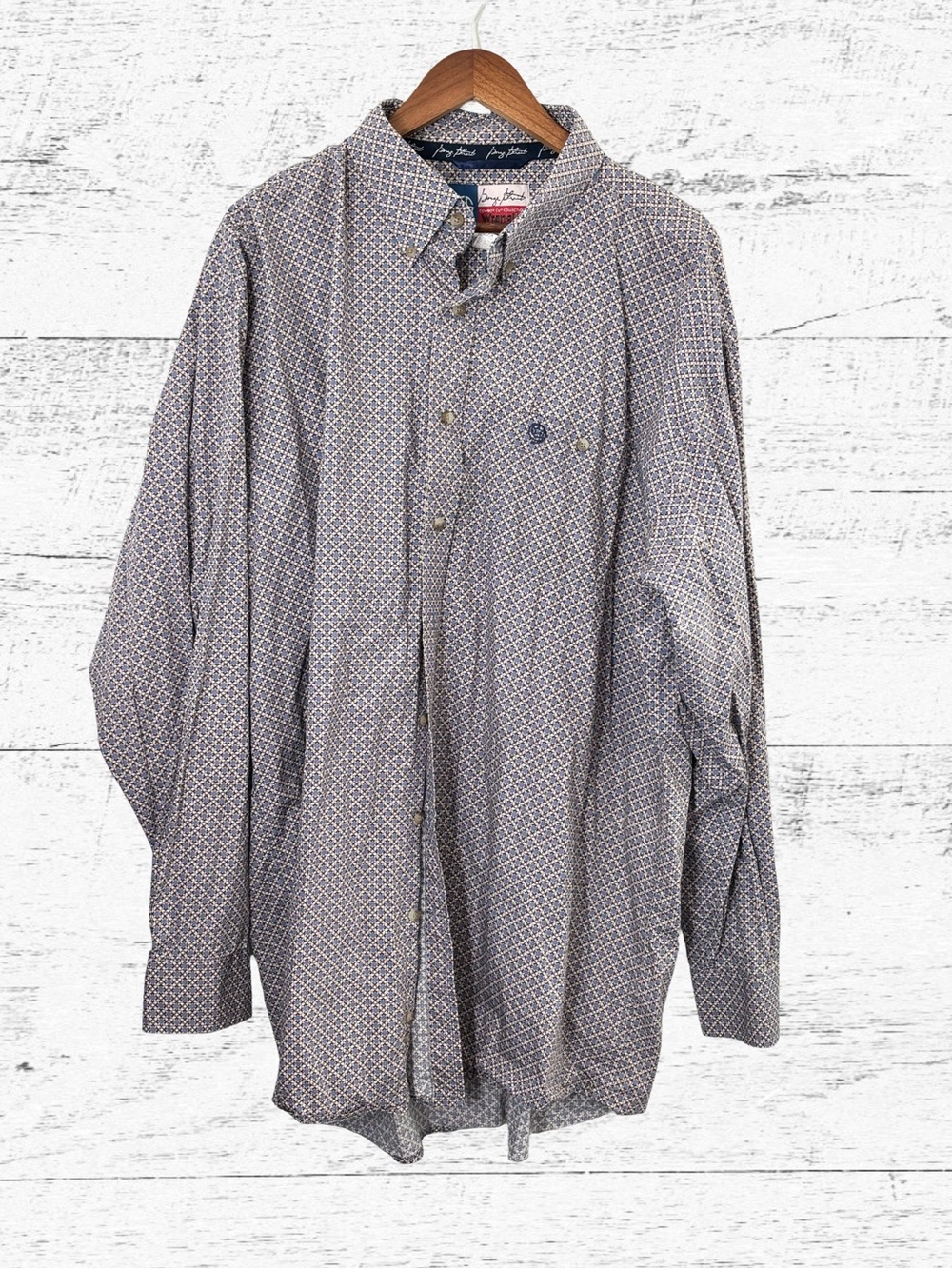Wrangler Men's Patterned Button-Down Shirt - Blue & Gray